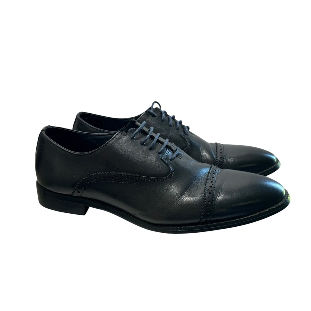 Vintage Foundry Co. Leather Business Career Cap Toe Oxfords Men 10 Midnight Navy